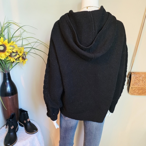 Naadam Cable Knit Sleeve Henley Sweater Wool Cashmere Blend - Picture 6 of 8